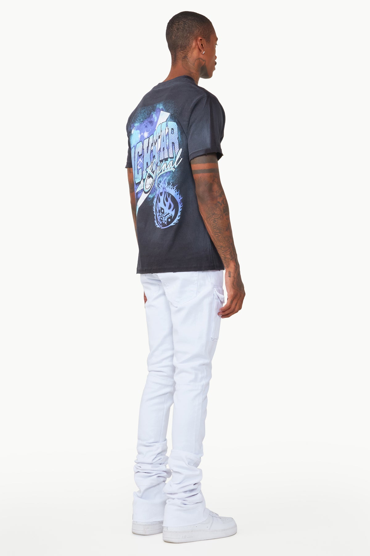 Find the latest Nello White Super Stacked Flare Jean MENS JEANS online